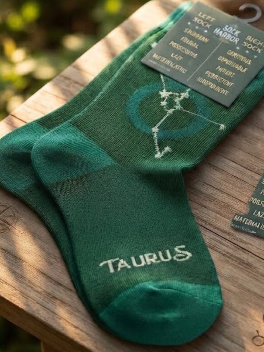 NWT Sock Harbor Green Taurus Zodiac Constellation Crew Socks Size 4-12